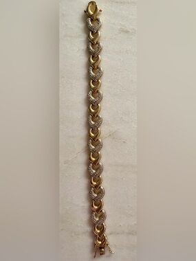 Gold and Silver Heart-Link Bracelet - Women Jewelry